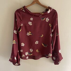 Zara Burgundy Floral Blouse
